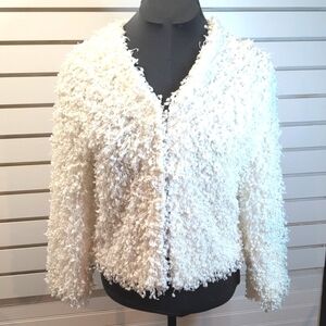 Stellah Shaggy Knit Sweater/Jacket Size Small Ivory EUC